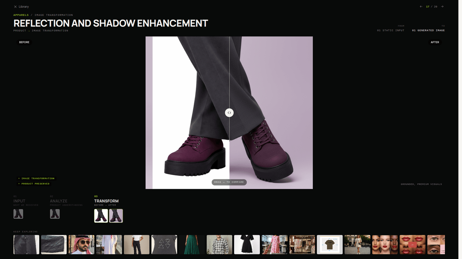 Before and after of a product image transformation