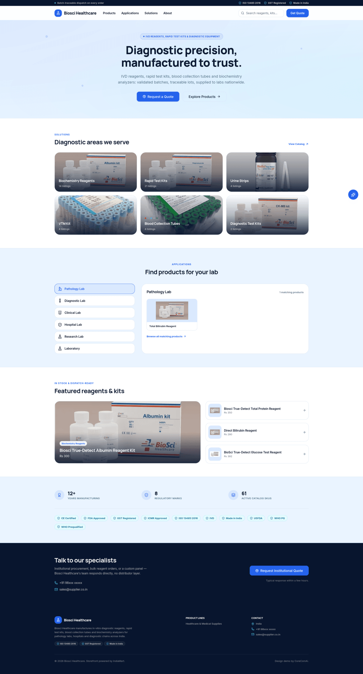 Pharma storefront homepage